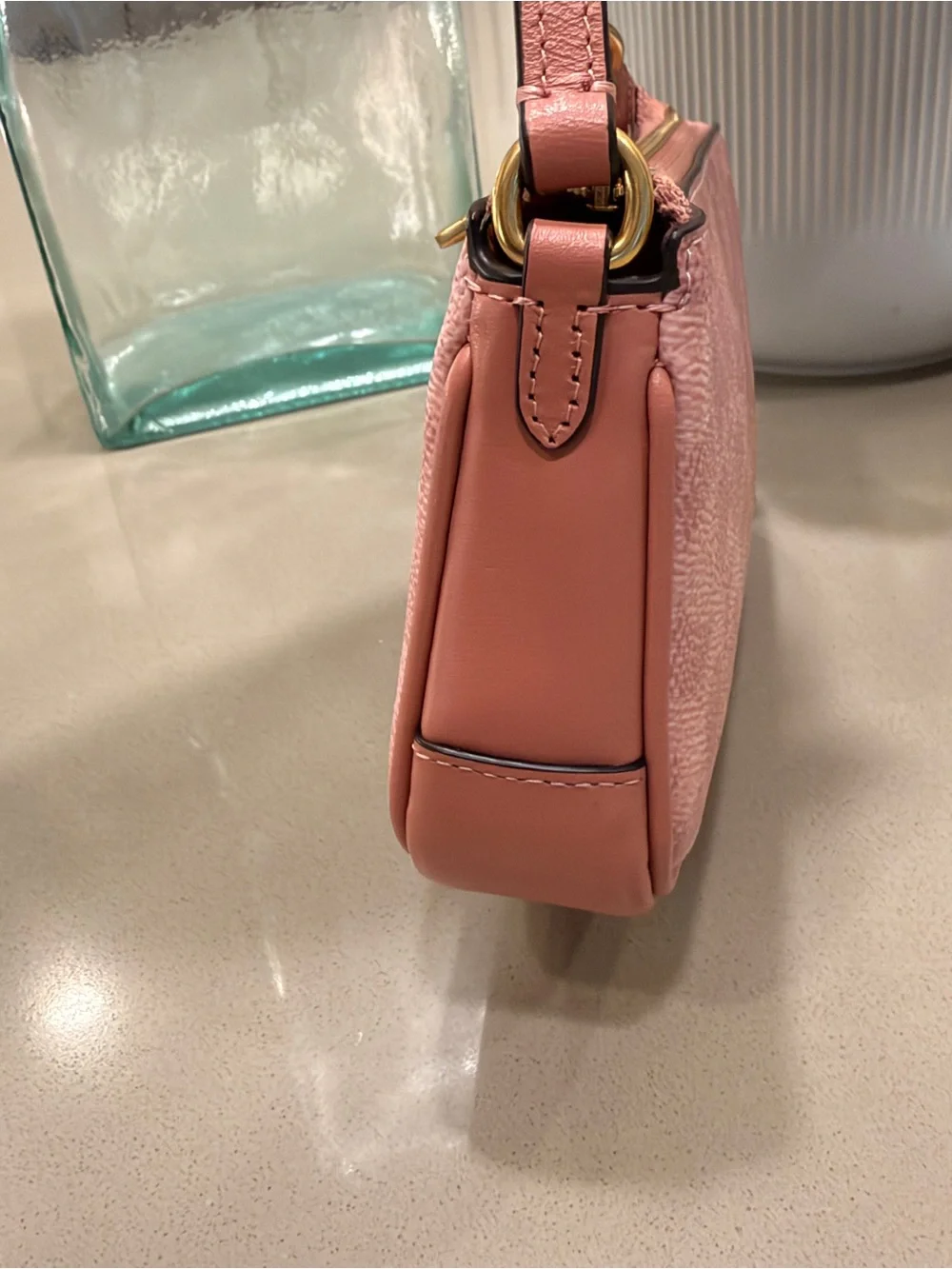 Coach Plaza Bag 18 In Signature Canvas Brass Melon Pink CCD38 Wristlet